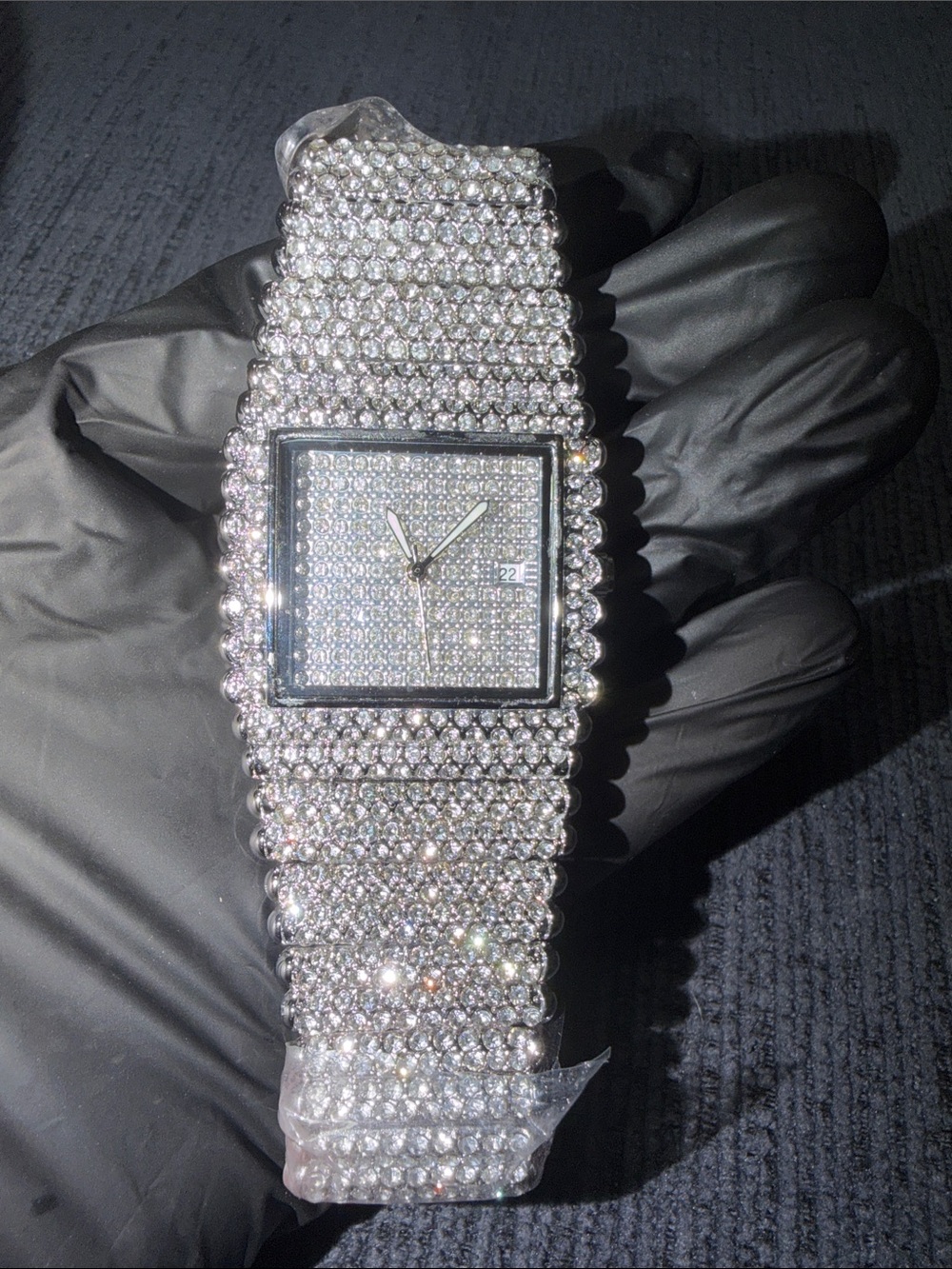 Men's Silver Crystal Pavé Bracelet Watch